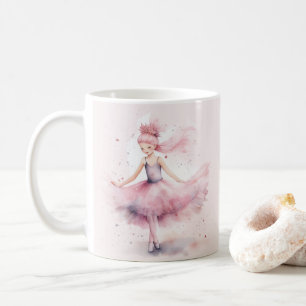 Schattige roze kerstballerina waterverf koffiemok