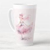 Schattige roze kerstballerina waterverf latte mok (Linkerhoek)