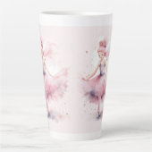 Schattige roze kerstballerina waterverf latte mok (Voorkant)