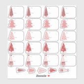 Schattige roze kerstbomen cadeau Label (Vel)
