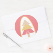 Schattige Roze Kerstboom Ronde Sticker (Envelop)