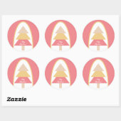 Schattige Roze Kerstboom Ronde Sticker (Vel)