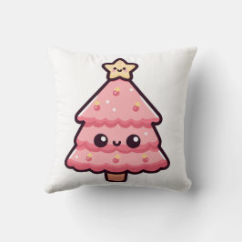 Schattige roze kerstboomkarakter kussen