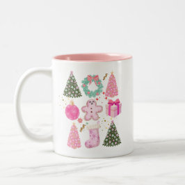 Schattige Roze Kerstcadeau Vrouwen Elegant Modern Tweekleurige Koffiemok