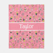 Schattige roze kerstflamingo en ananaspatroon fleece deken (Voorkant)