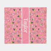 Schattige roze kerstflamingo en ananaspatroon fleece deken (Voorkant (Horizontaal))