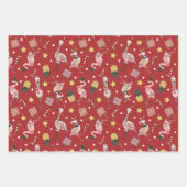 Schattige roze kerstflamingo en ananaspatroon inpakpapier vel (Voorkant 3)
