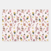 Schattige roze kerstflamingo en ananaspatroon inpakpapier vel (Voorkant 2)