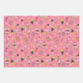 Schattige roze kerstflamingo en ananaspatroon inpakpapier vel (Voorkant)