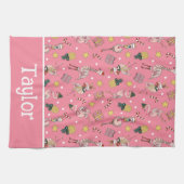 Schattige roze kerstflamingo en ananaspatroon theedoek (Horizontaal)