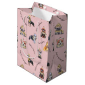 Schattige Roze Kersthondpatroon geïllustreerd Medium Cadeauzakje (Voorkant Gekanteld)