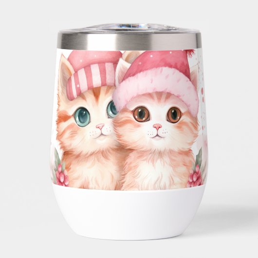 Schattige roze kerstkattenpatroon (Voorkant)