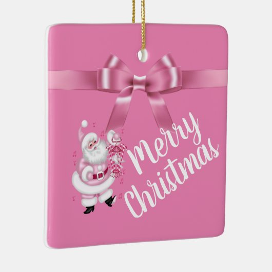 Schattige roze kerstkerst keramisch ornament (Rechts)