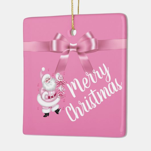 Schattige roze kerstkerst keramisch ornament (Links)