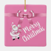 Schattige roze kerstkerst keramisch ornament (Achterkant)