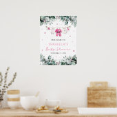 Schattige Roze Kerstman Baby shower Welkomstbord Poster (Keuken)
