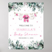 Schattige Roze Kerstman Baby shower Welkomstbord Poster (Voorkant)