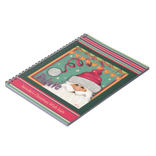 Schattige Roze Kerstman Geloof in Kerst Wenslijst  Notitieboek (Linkerzijde)