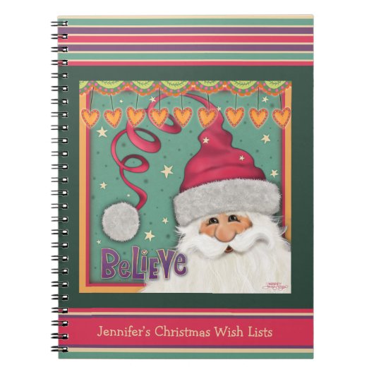 Schattige Roze Kerstman Geloof Kerst Wensenlijstje Notitieboek (Voorkant)