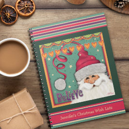 Schattige Roze Kerstman Geloof Kerst Wenslijst Voo Notitieboek