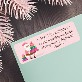 Schattige Roze Kerstman met Kado's Etiket