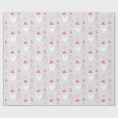 Schattige Roze Kerstman vakantiepatroon Cadeaupapier (Vlak)