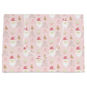 Schattige Roze Kerstman vakantiepatroon Groot Cadeauzakje (Voorkant)