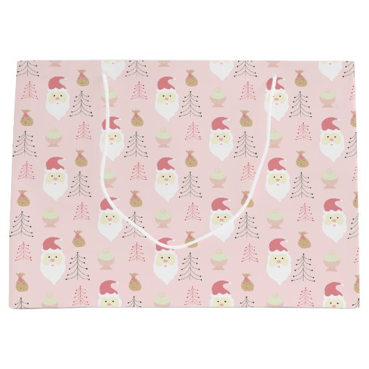 Schattige Roze Kerstman vakantiepatroon Groot Cadeauzakje (Voorkant)