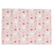 Schattige Roze Kerstman vakantiepatroon Groot Cadeauzakje (Achterkant)