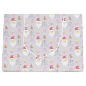 Schattige Roze Kerstman vakantiepatroon Groot Cadeauzakje (Voorkant)