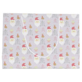 Schattige Roze Kerstman vakantiepatroon Groot Cadeauzakje (Achterkant)