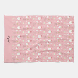 Schattige Roze Kerstman vakantiepatroon Theedoek