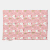 Schattige Roze Kerstman vakantiepatroon Theedoek (Horizontaal)
