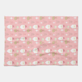 Schattige Roze Kerstman vakantiepatroon Theedoek