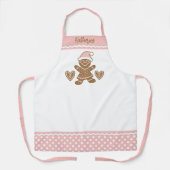 Schattige Roze Kerstmeisje Gingerbread Cookie Scho Schort (Voorkant)