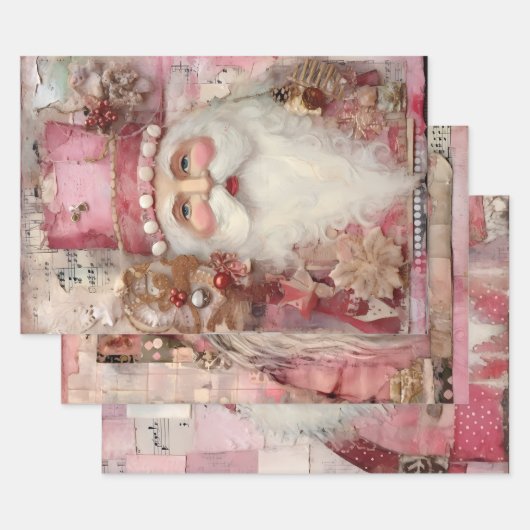 Schattige Roze Kerstmis Kerstman Thema Mix Inpakpapier Vel (Set)