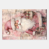 Schattige  Roze Kerstmis Kerstman Thema Mix Inpakpapier Vel (Voorkant 2)