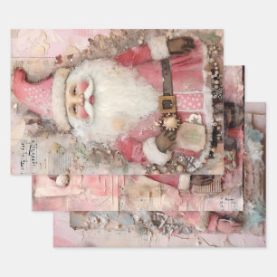 Schattige Roze Kerstmis Kerstman Thema Mix Inpakpapier Vel