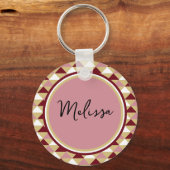 Schattige Roze Kerstmis Sneeuwkonijntje Konijnenil Sleutelhanger (Achterkant)