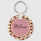 Schattige Roze Kerstmis Sneeuwkonijntje Konijnenil Sleutelhanger (Achterkant)