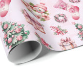Schattige roze kerstpatroon – grillige vakantie de cadeaupapier (Rol Hoek)