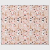 Schattige roze kerstpatroon met kerstman cadeaupapier (Vlak)