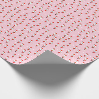 Schattige roze kerstpatroon met kerstman cadeaupapier