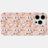 Schattige roze kerstpatroon met kerstman Case-Mate iPhone case (Achterkant (horizontaal))