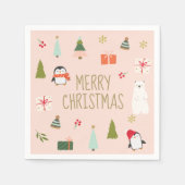 Schattige roze kerstpatroon servet (Voorkant)