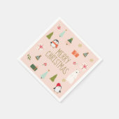 Schattige roze kerstpatroon servet (Hoek)