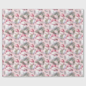 Schattige roze kerstsneeuwmannen & groen cadeaupapier (Vlak)