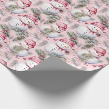 Schattige roze kerstsneeuwmannen & groen