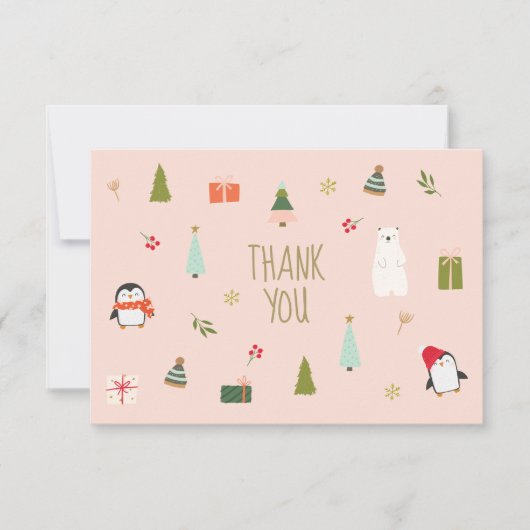 Schattige roze kerstsymbolen (Voorkant)