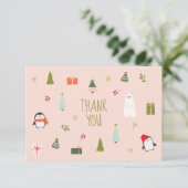 Schattige roze kerstsymbolen (Staand voorkant)